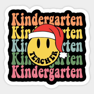 Retro Christmas Teacher Kindergarten Santa Hat Back To School Sticker